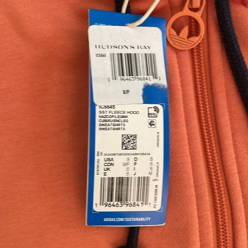 Adidas SST New Hooded Hoodie Full Zip Sweatshirt Orange Navy Blue Men S